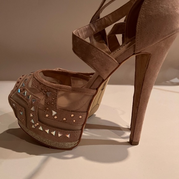 Zigishoho suede peep toe 6inch strap heels never worn - Picture 2 of 5